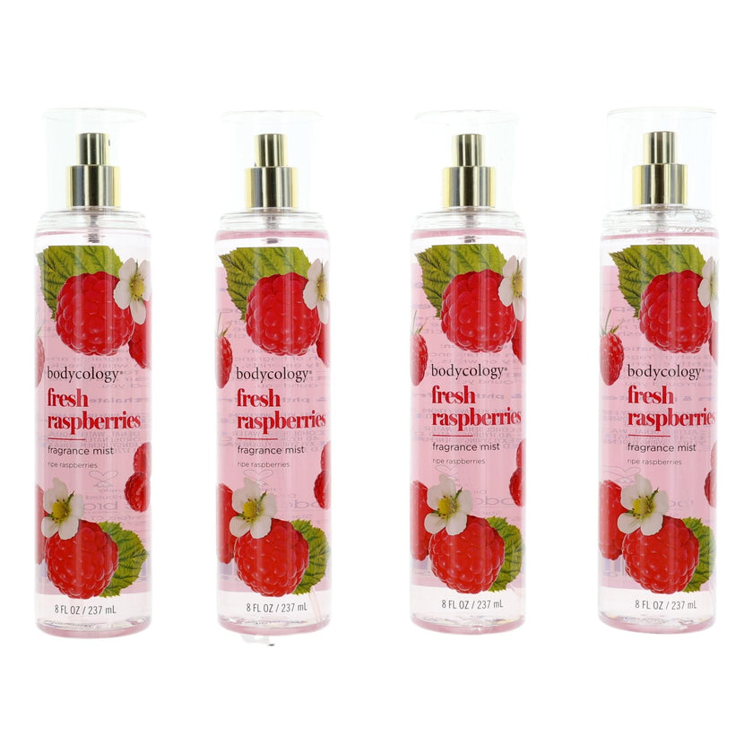 Fresh Raspberries by Bodycology, 4 Pack 8 oz Fragrance Mist for Women