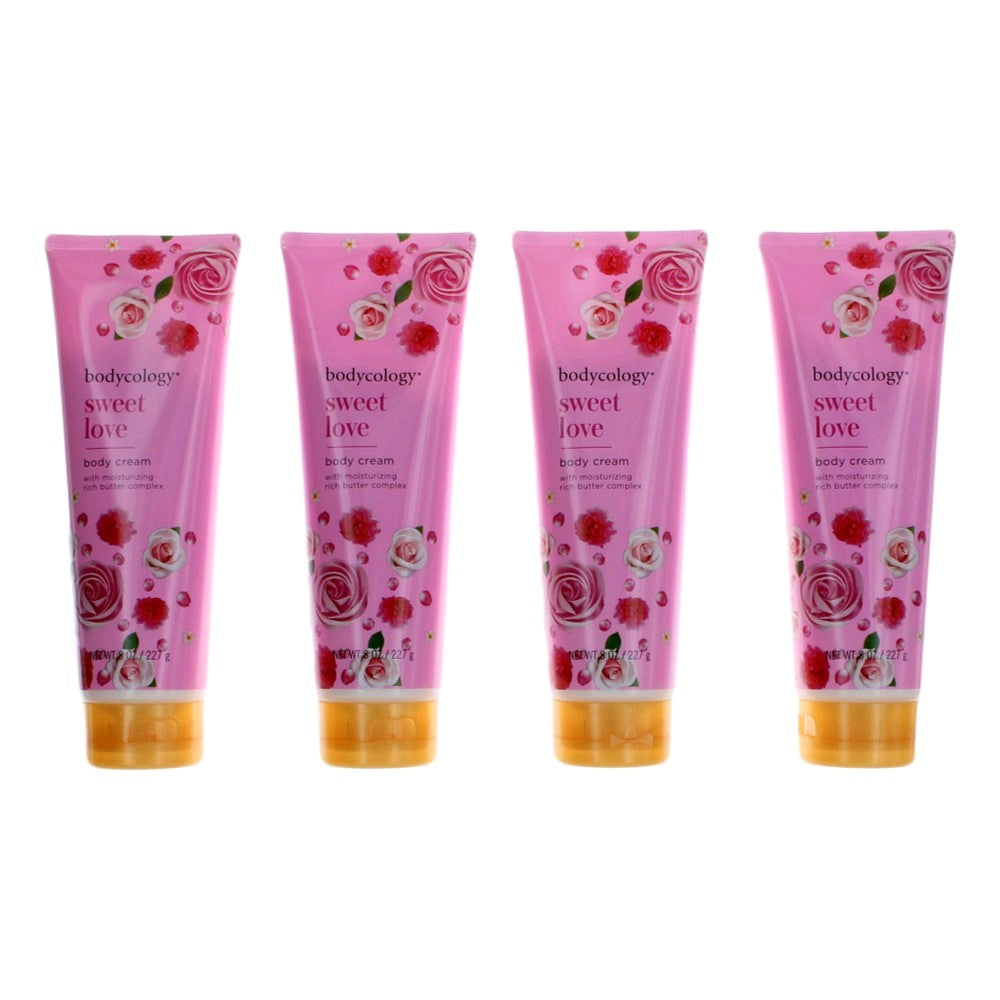 Sweet Love by Bodycology, 4 Pack 8 oz Moisturizing Body Cream for Women