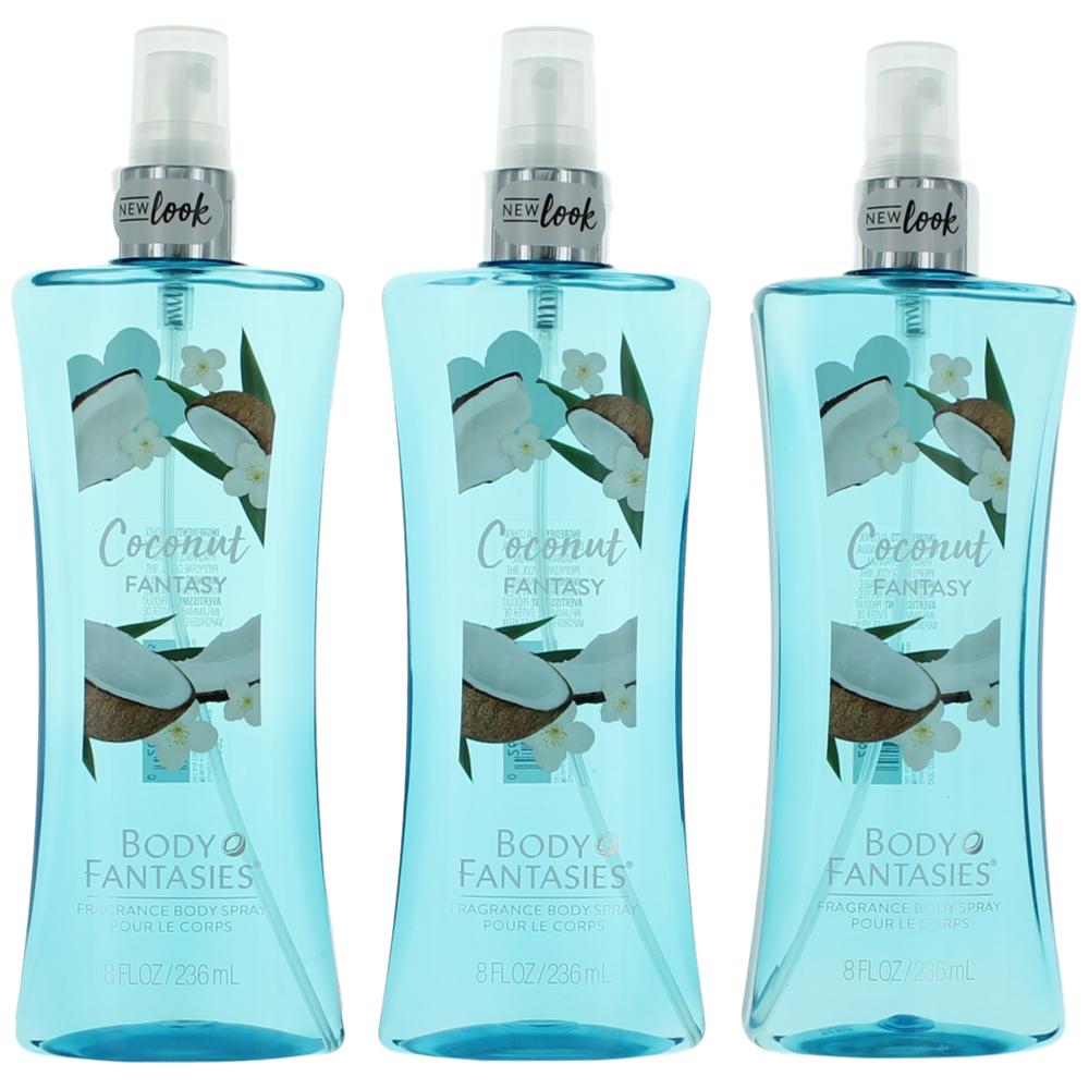 Coconut Fantasy by Body Fantasies, 3 x 8oz Fragrance Body Spray women