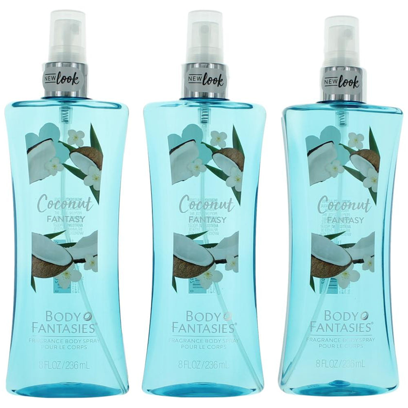 Coconut Fantasy by Body Fantasies, 3 x 8oz Fragrance Body Spray women